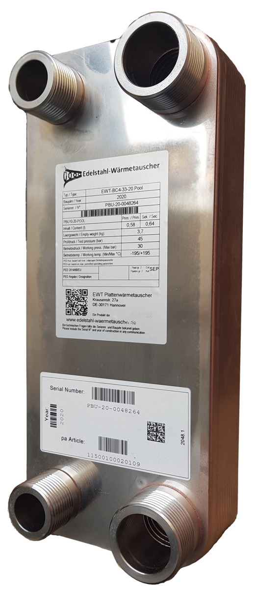 Plattenwärmetauscher EWT-BC4-33 Pool