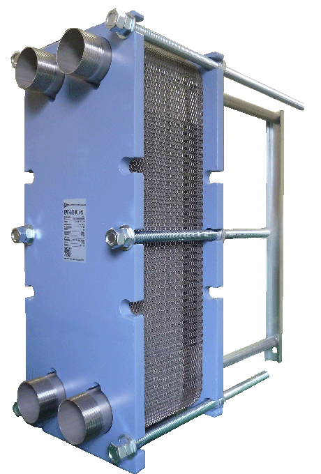 Geschraubter Plattenw�rmetauscher mit blauer Einbrennlackierung