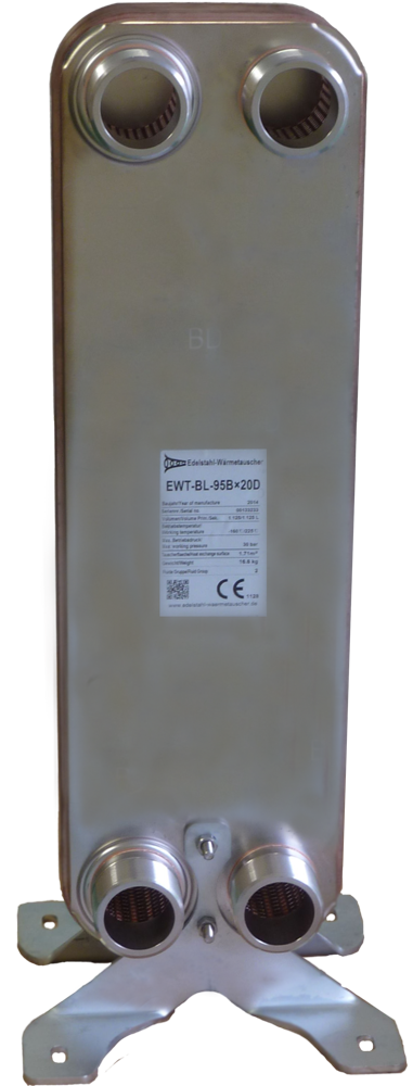 EWT-BL-95 x 60 Platten mit 4x G2 Zoll AG Plattenwärmetauscher EWT-BL-95