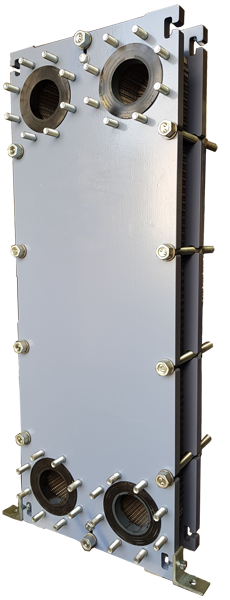 Geschraubter Plattenw�rmetauscher mit blauer Einbrennlackierung